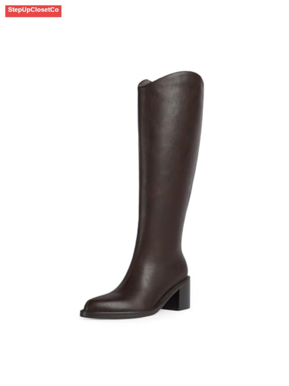 Knee High Boots Pointed Toe Chunky Block Heel Faux Suede Tall Boots